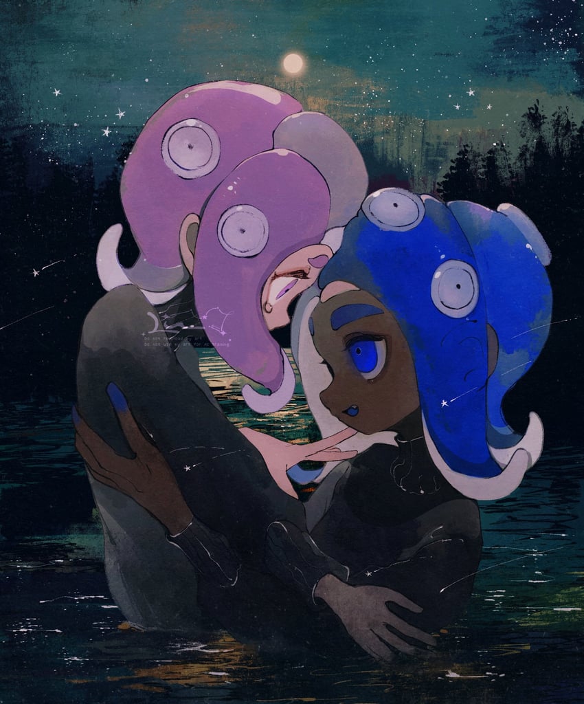 octoling player character and octoling girl (splatoon and 1 more) drawn by li04r