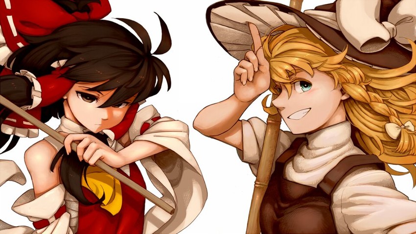 hakurei reimu and kirisame marisa (touhou) drawn by daitai_konna_kanji