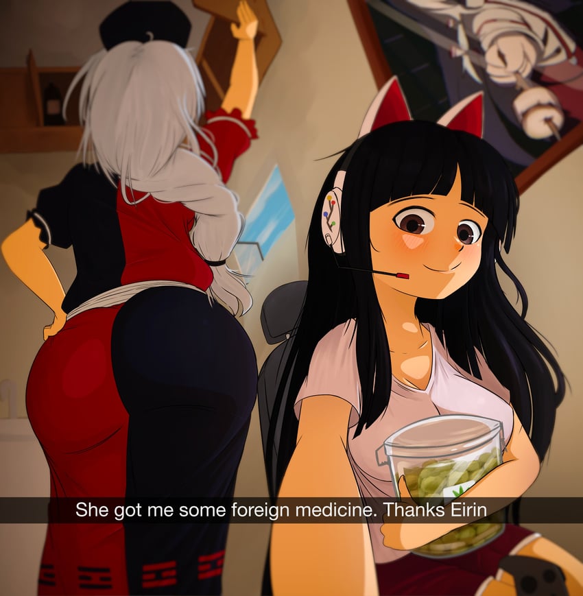 fujiwara no mokou, houraisan kaguya, and yagokoro eirin (touhou) drawn by cloudykeyz