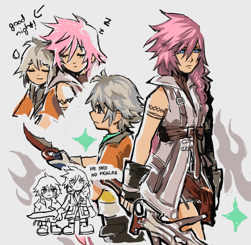 lightning farron and hope estheim (final fantasy and 1 more) drawn by snoozaga