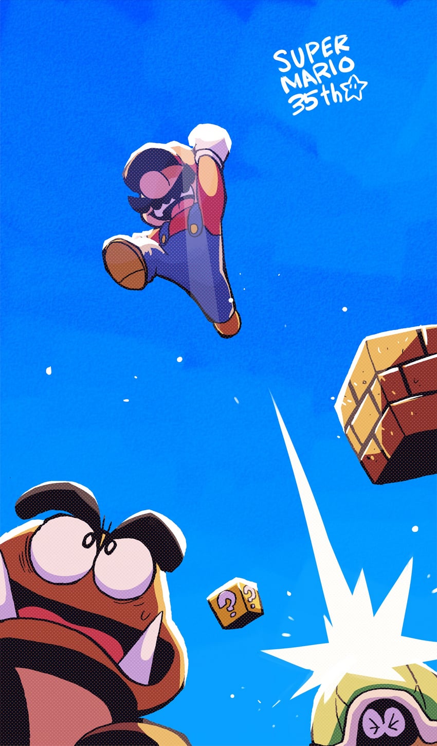 mario, goomba, and koopa troopa (mario) drawn by rariatto_(ganguri)