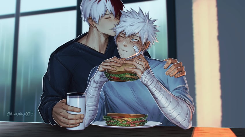 todoroki shoto and dabi (boku no hero academia) drawn by saika076