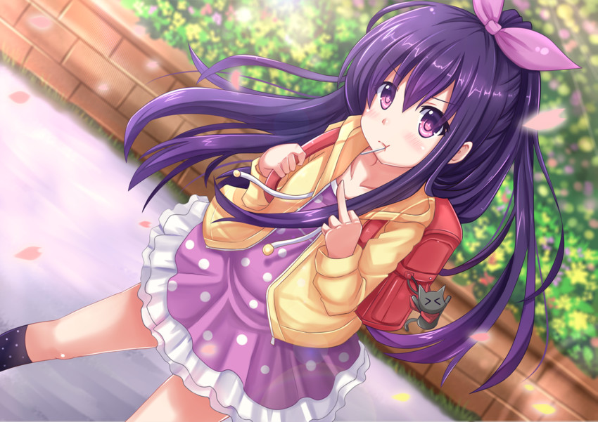 yatogami tohka and sakamoto (date a live and 1 more) drawn by kazenokaze