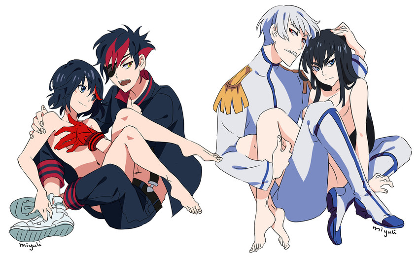matoi ryuuko, senketsu, kiryuuin satsuki, and junketsu (kill la kill) drawn by miyuli
