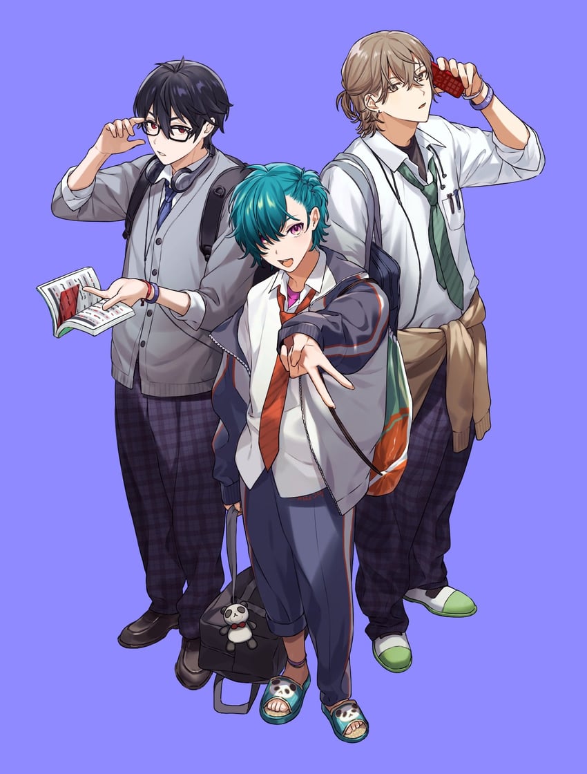 ryuushen, yumeoi kakeru, and kagami hayato (nijisanji) drawn by zmzm_hiji