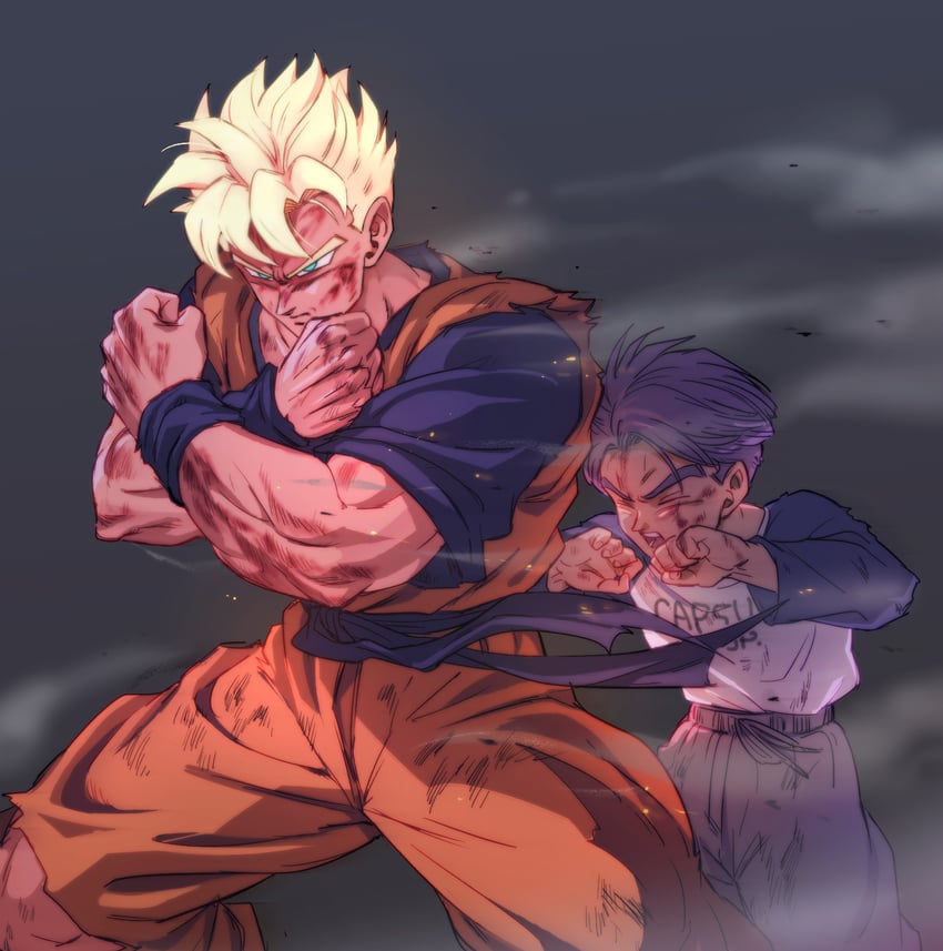 son gohan and trunks (dragon ball and 1 more) drawn by boriroba