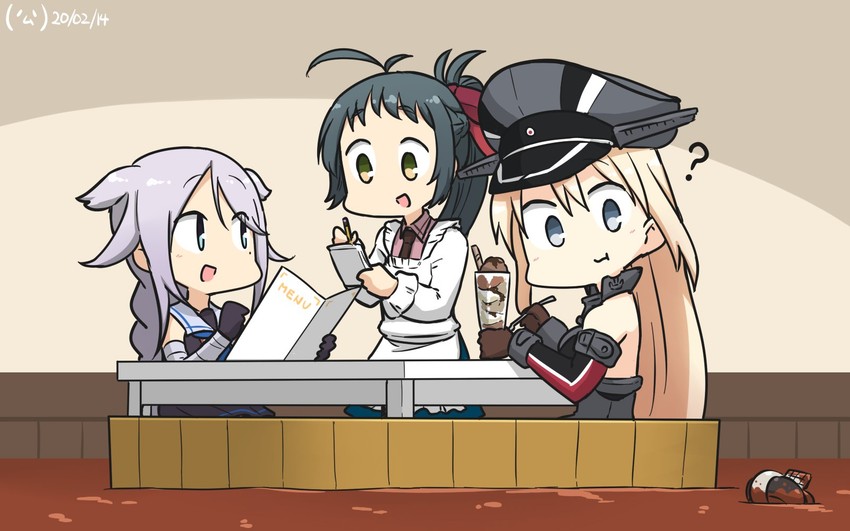 bismarck, umikaze, and irako (kantai collection) drawn by hamu_koutarou