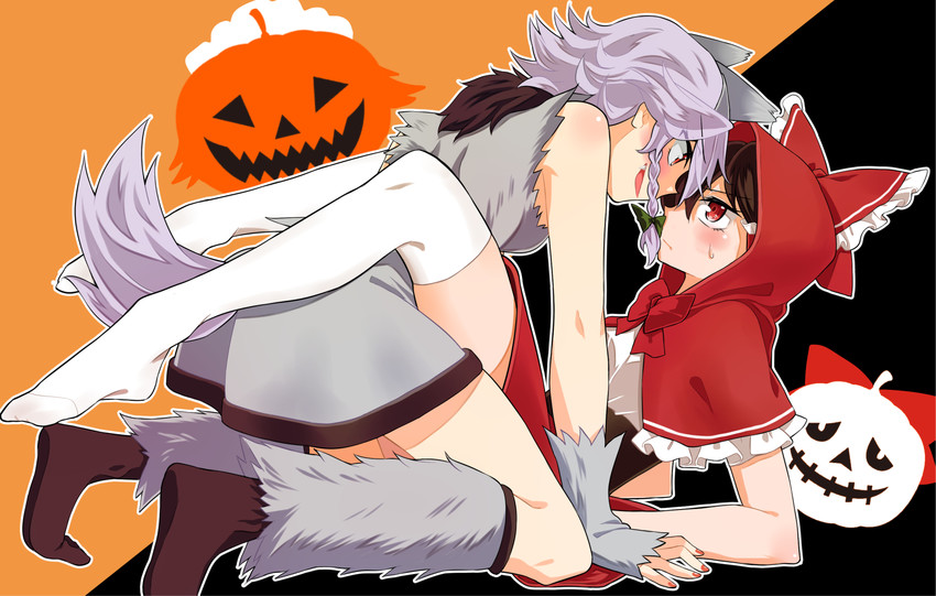 hakurei reimu, izayoi sakuya, and little red riding hood (touhou and 1 more) drawn by kaya_rio