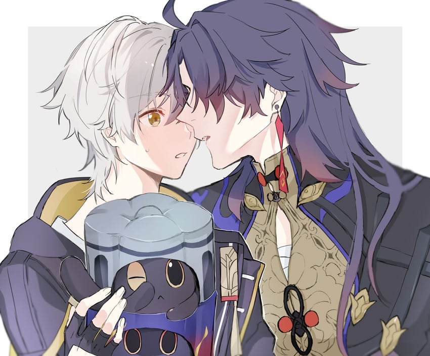 trailblazer, caelus, and blade (honkai and 1 more) drawn by nabekuitaii