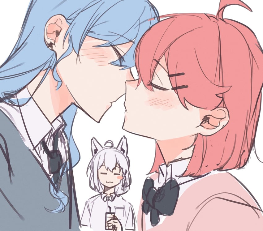 shirakami fubuki, hoshimachi suisei, and sakura miko (hololive) drawn by sakgi