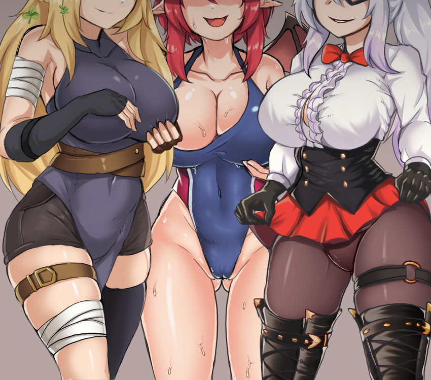 future knight, lifeguard yuze, and trickster lucy (guardian tales) drawn by p_(user_twhe8523)