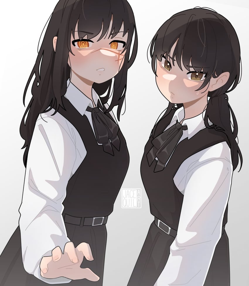 yoru and mitaka asa (chainsaw man) drawn by jacequilart