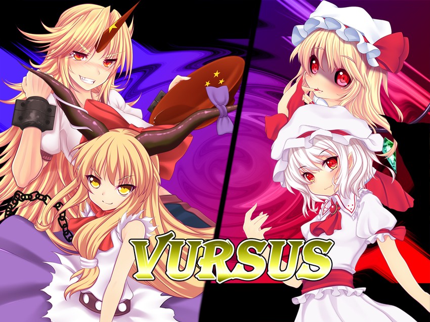 remilia scarlet, flandre scarlet, ibuki suika, and hoshiguma yuugi (touhou) drawn by kiyomin