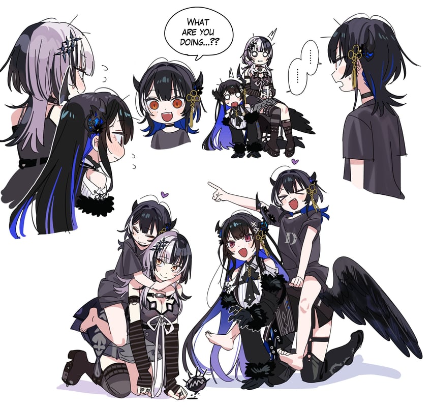 shiori novella and nerissa ravencroft (hololive and 1 more) drawn by yomosaka