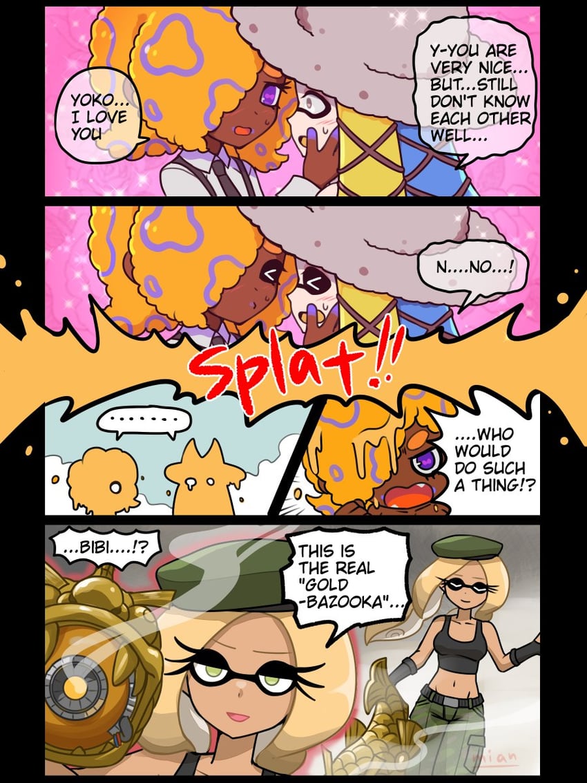 tao blu, yoko, and zuzu (splatoon and 1 more) drawn by togeshiro_azami