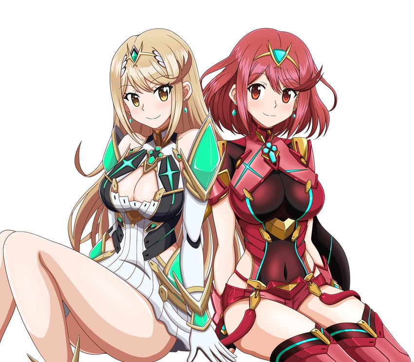 pyra and mythra (xenoblade chronicles and 1 more) drawn by kuro_hopper