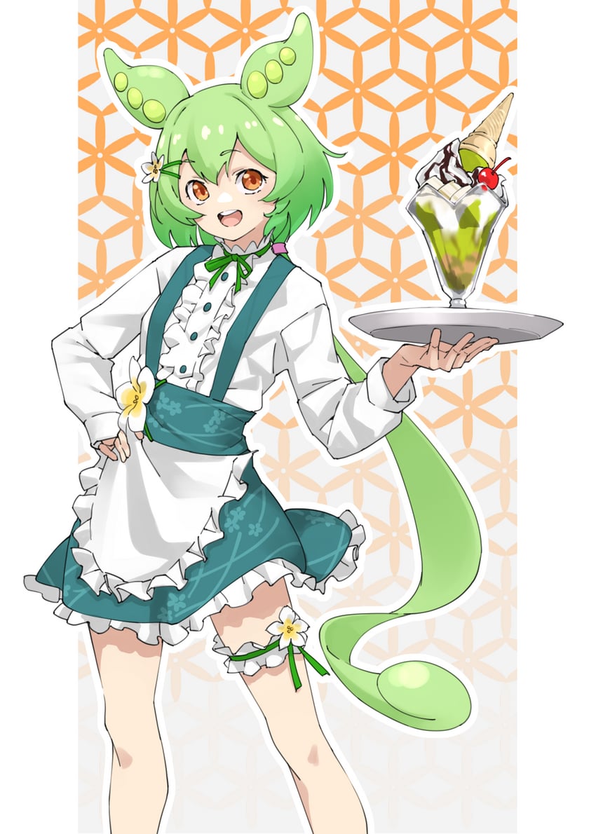 zundamon and waitress zundamon (voiceroid and 1 more) drawn by tanabe_(fueisei)