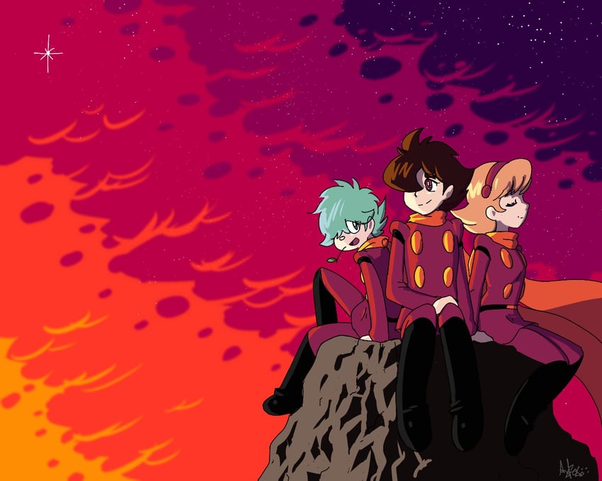 francoise arnoul, shimamura joe, and ivan whisky (cyborg 009) drawn by axl-fox