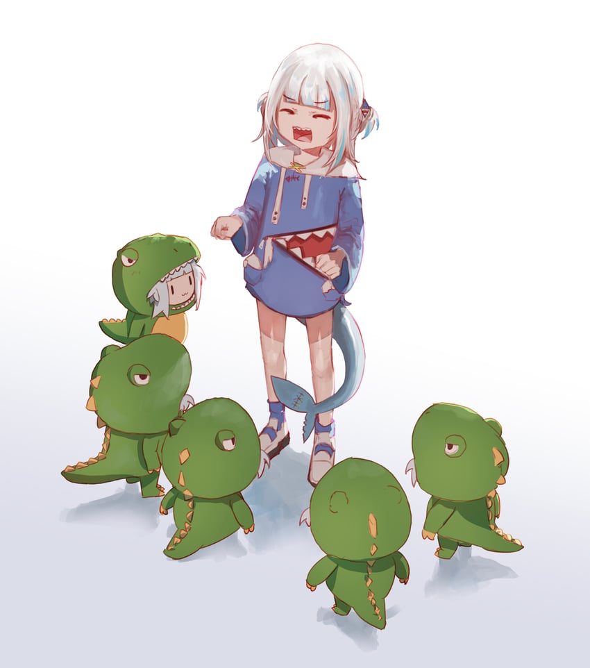 gawr gura and smol gura (hololive and 1 more) drawn by advarcher