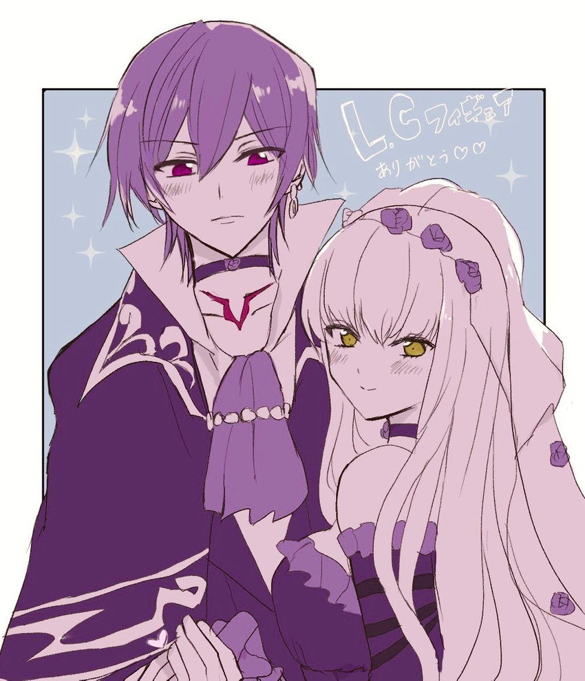c.c. and lelouch vi britannia (code geass and 1 more) drawn by hakuou_(heavenlywhite)
