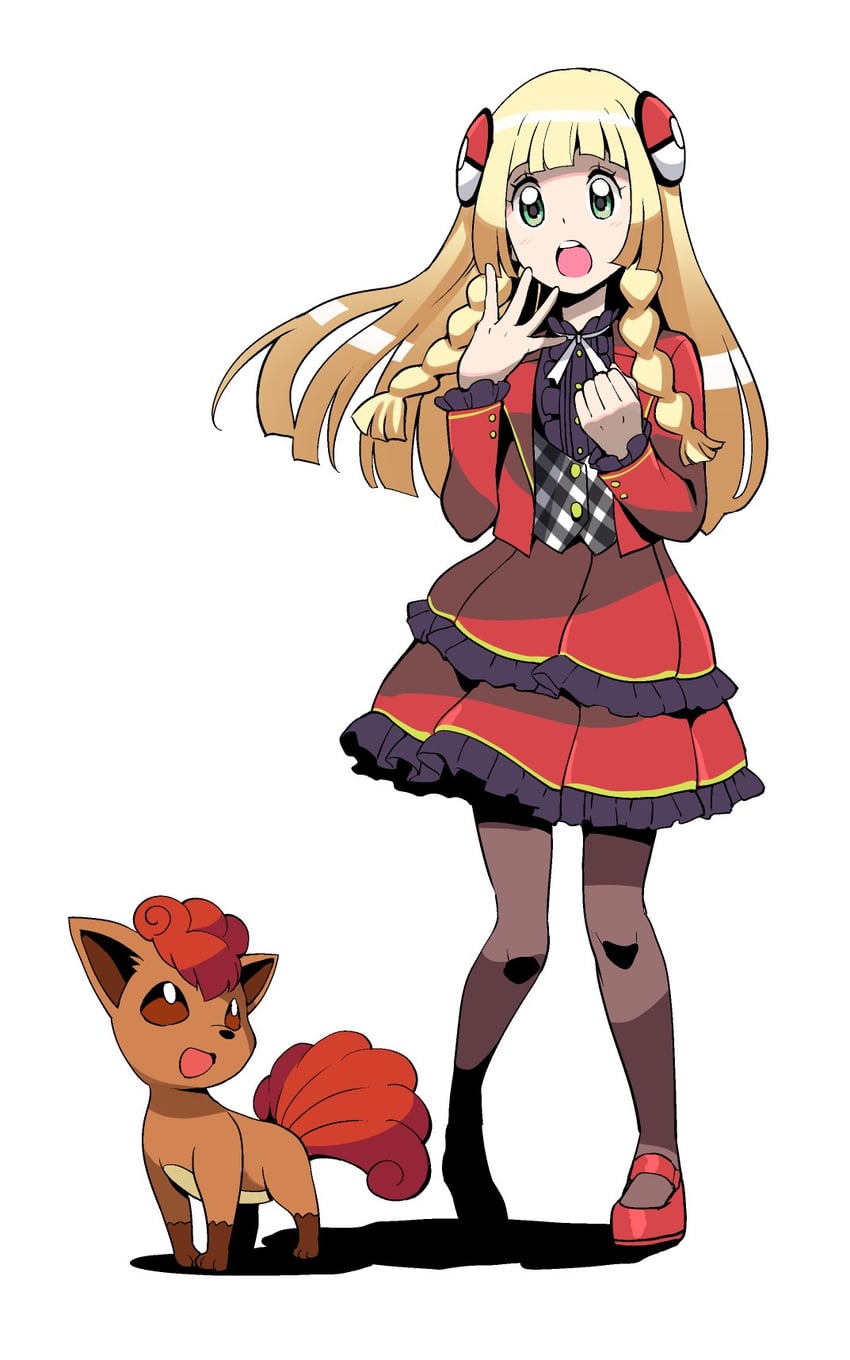 lillie, vulpix, and sharon (pokemon and 2 more) drawn by suitenan