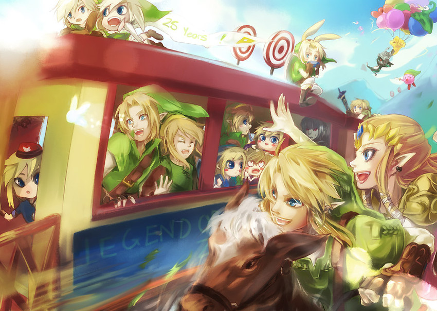 link, princess zelda, kirby, midna, toon link, and 6 more (the legend of zelda and 7 more) drawn by miyukiko