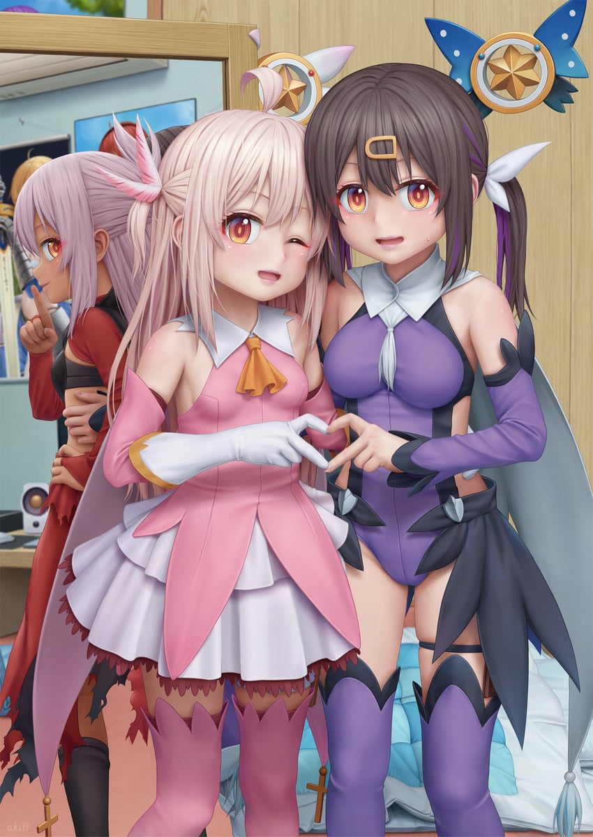 artoria pendragon, saber, illyasviel von einzbern, oyama mahiro, chloe von einzbern, and 5 more (fate and 2 more) drawn by aki99