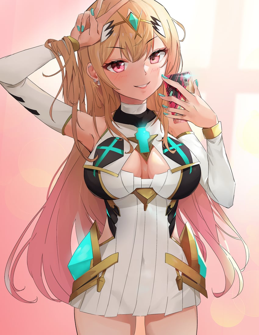 mythra and kitagawa marin (xenoblade chronicles and 2 more) drawn by kiiro_kimi