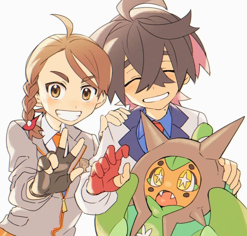 kieran, juliana, and ogerpon (pokemon and 1 more) drawn by sagami_jon