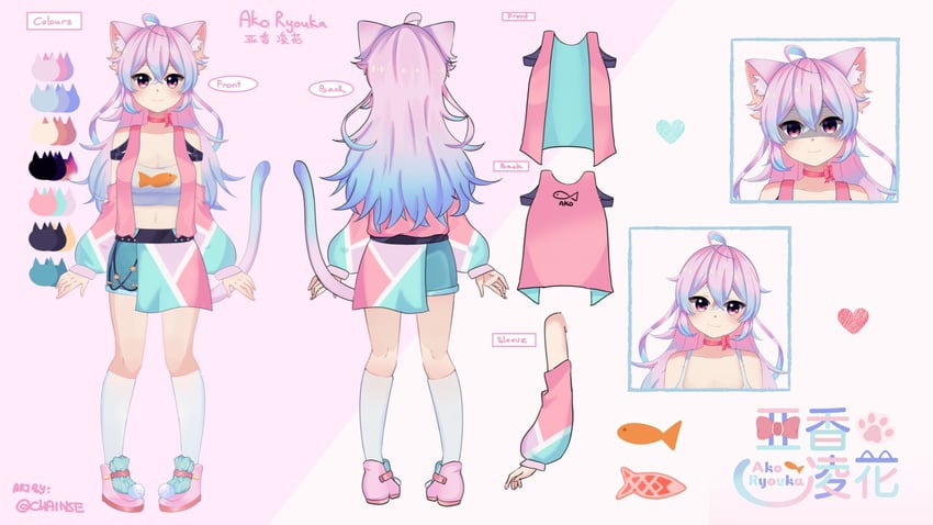 ako ryouka (indie virtual youtuber) drawn by k4moko