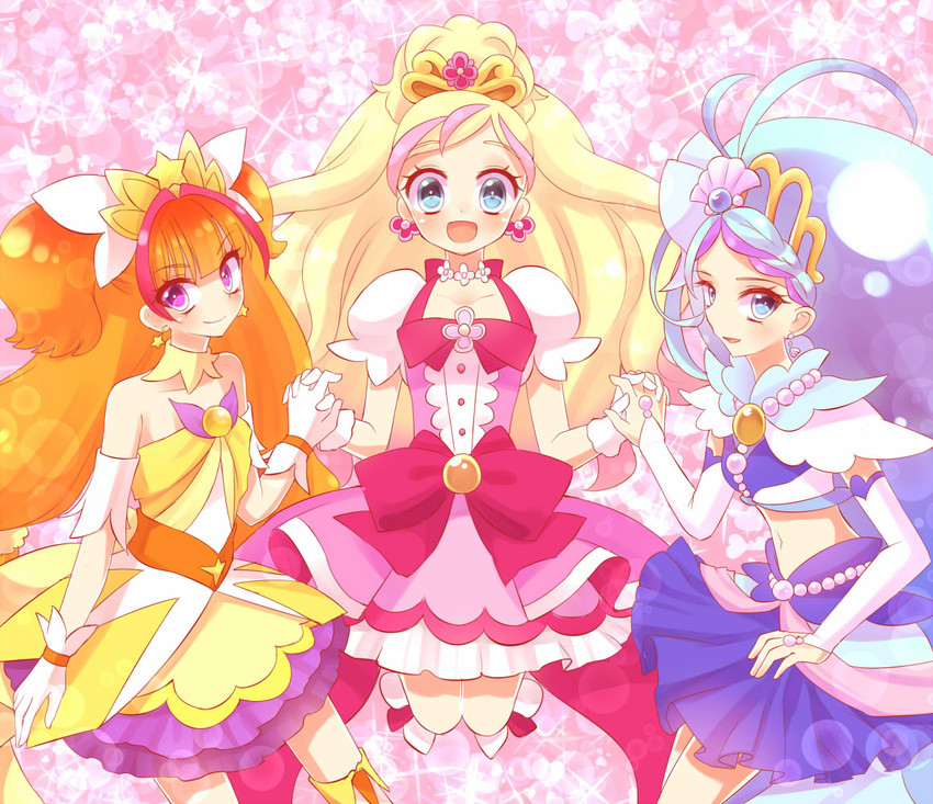 amanogawa kirara, haruno haruka, kaidou minami, cure twinkle, cure flora, and 1 more (precure and 1 more) drawn by nanaharu_(0420)