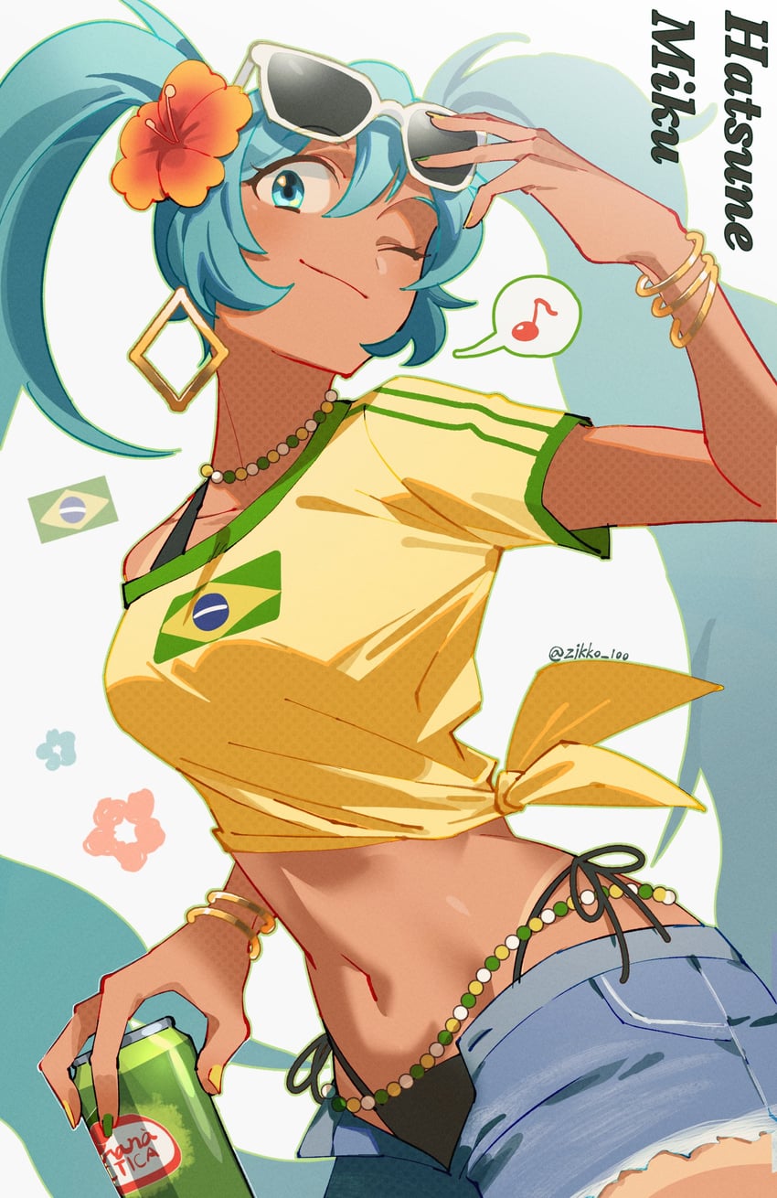 hatsune miku and brazilian miku (vocaloid) drawn by zikko_100