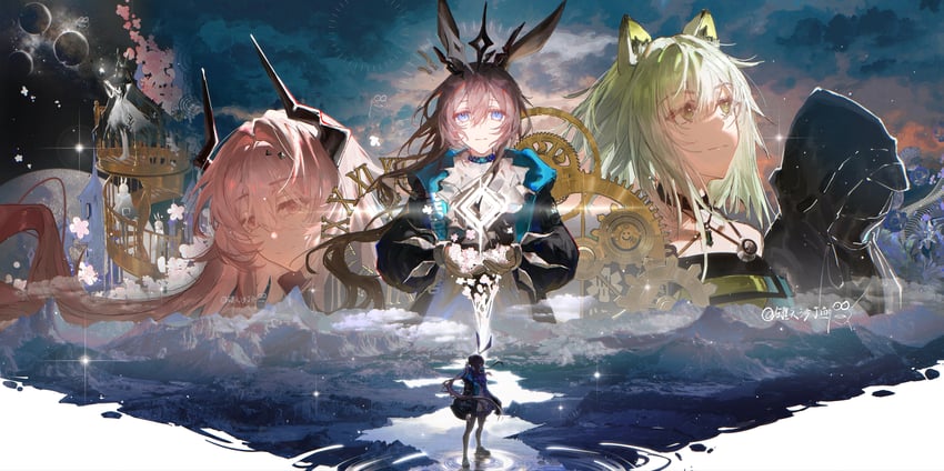 doctor, amiya, kal'tsit, and theresa (arknights) drawn by eiki-