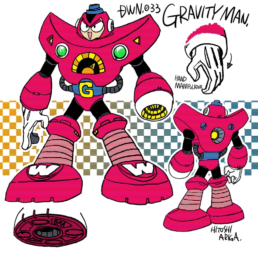 gravity man (mega man and 2 more) drawn by ariga_hitoshi