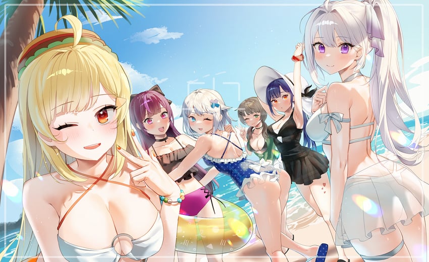 jingburger, jururu, ine, lilpa, viichan, and 1 more (waktaverse) drawn by k2h