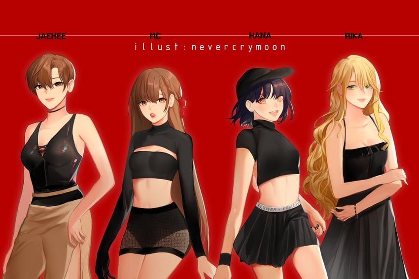 protagonist, kang jaehee, rika, and kang hana (susanghan messenger) drawn by nevercrymoon