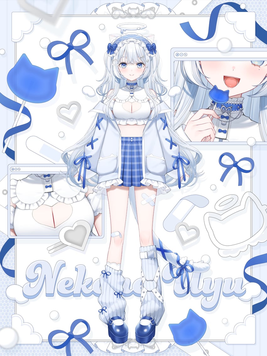 nekone uyu (indie virtual youtuber) drawn by kuma_daigorou