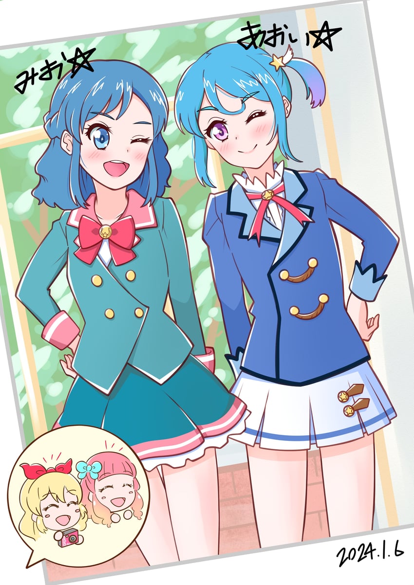 hoshimiya ichigo, kiriya aoi, yuki aine, and minato mio (aikatsu! and 2 more) drawn by daiji_kuroimori