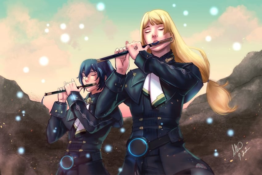 noah and crys (xenoblade chronicles and 1 more) drawn by ammosart