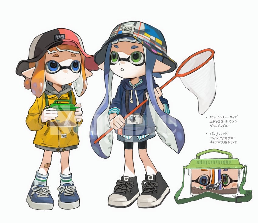 inkling player character and inkling girl (splatoon) drawn by miko_(15476997)