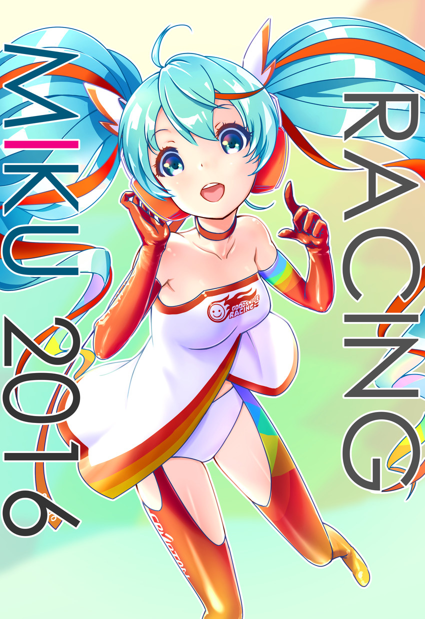 hatsune miku and racing miku (vocaloid and 2 more) drawn by kyo_(kyo21413)