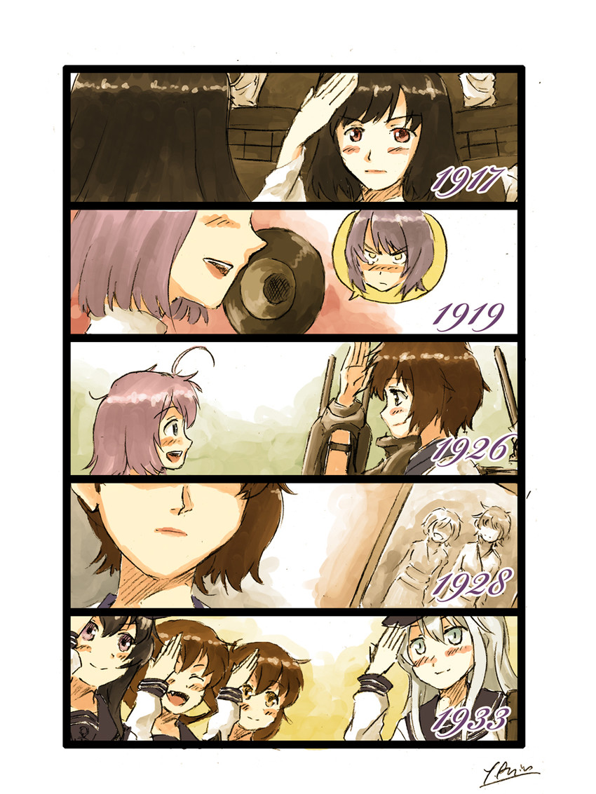 kaga, hibiki, inazuma, tenryuu, ikazuchi, and 6 more (kantai collection) drawn by arimura_yuu