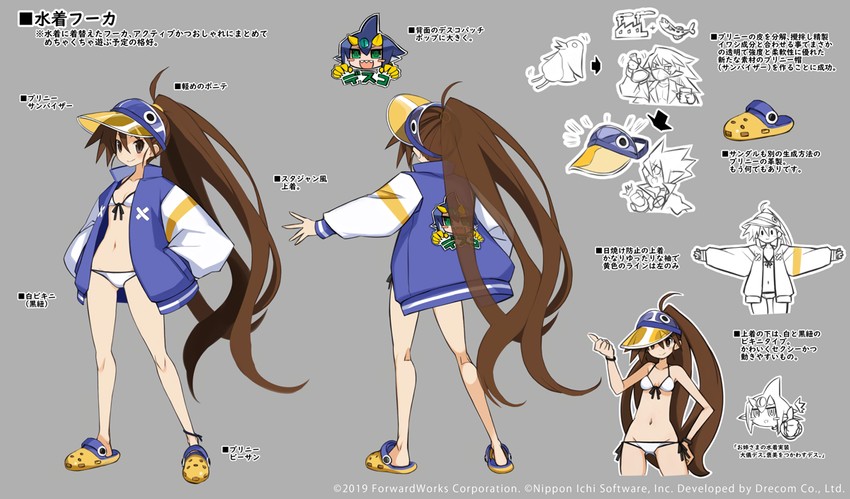 prinny, kazamatsuri fuuka, valvatorez, desco, and fenrich (disgaea and 1 more) drawn by harada_takehito
