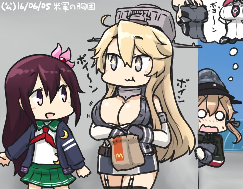 prinz eugen, bismarck, iowa, graf zeppelin, kisaragi, and 2 more (kantai collection) drawn by hamu_koutarou