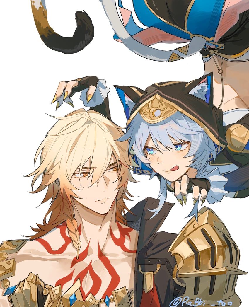 mydei and cipher (honkai and 1 more) drawn by rabbi_tao
