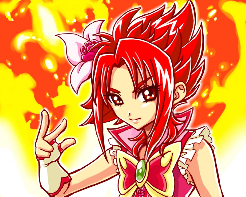 natsuki rin and cure rouge (precure and 1 more) drawn by omochi100ko