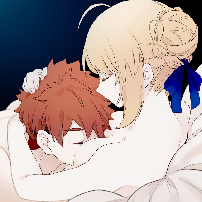 artoria pendragon, saber, and emiya shirou (fate and 1 more) drawn by suzuakks