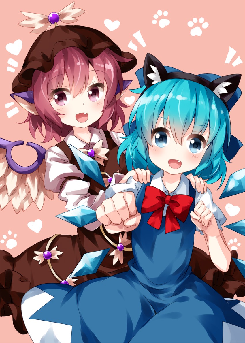 cirno and mystia lorelei (touhou) drawn by ruu_(tksymkw)