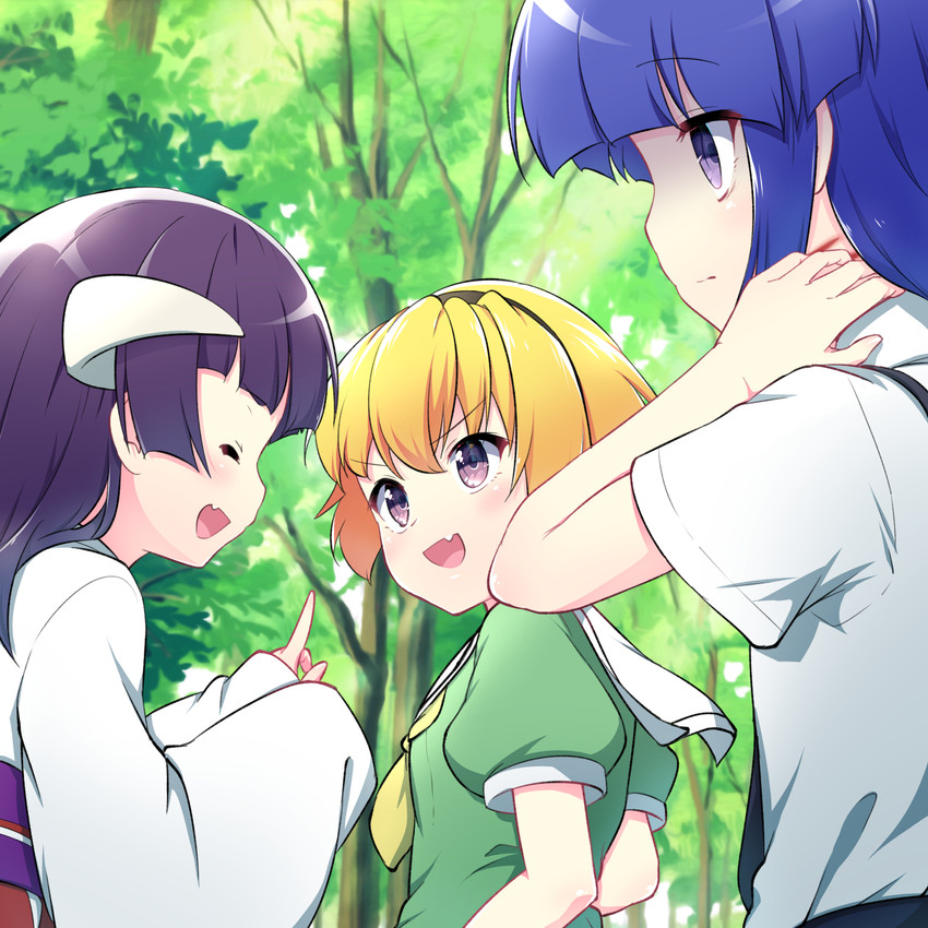 furude rika, houjou satoko, featherine augustus aurora, and eua (higurashi no naku koro ni and 1 more) drawn by hazumi_otoya