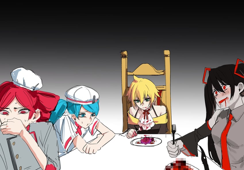 hatsune miku, kagamine len, kasane teto, and zatsune miku (vocaloid and 5 more) drawn by bubble_(bubble_tea21_)